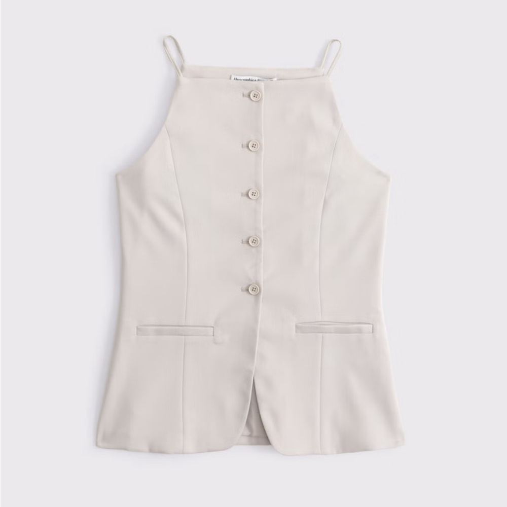NWT Abercrombie high-neck suiting vest in beige